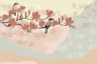 Фотообои  Onprint Blooming soul BIRDS MAGNOLIA BIG q